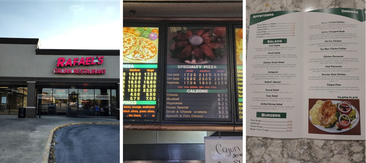 Rafael's Italian Restaurant Menu